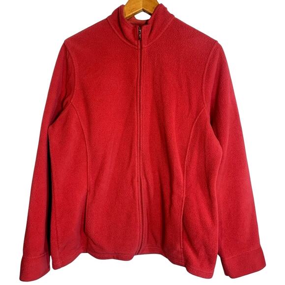 Vintage LL Bean Womens Full Zip Fleece Sweatshirt Athletic Activewear Pink L-Reg - Picture 1 of 5
